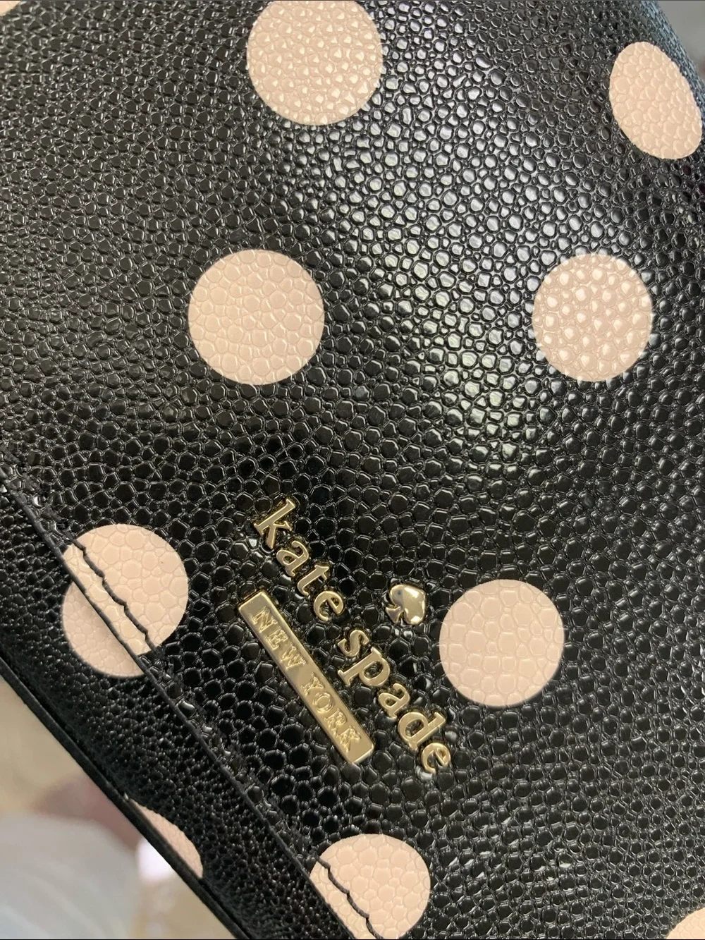 kate spade Black and Light Pink Polka Dot Crossbody Bag